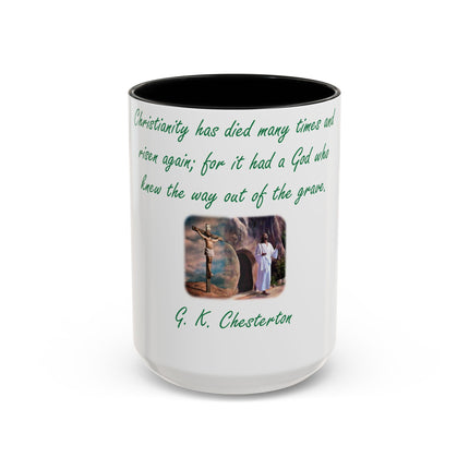 Chesterton Quote Mug – Resurrection Design – Accent Ceramic – 15oz