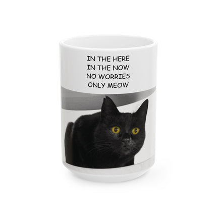 ‘Only Meow’ Funny Cat Mug – 15oz Ceramic Cup for Daily Smiles