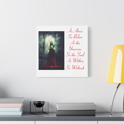 As Above So Below Inspirational Wall Canvas - Mystical Woman Quote Stretched Matte Canvas