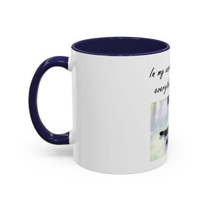 Cat Lover Accent Coffee Mug — "In my world, a cat makes everything BETTER" (11/15oz)
