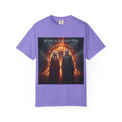Aging Is Sacred Fire T-Shirt — Mystic Elder Flames Graphic Tee