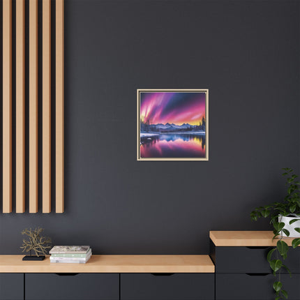 Framed Matte Canvas - Aurora Lake Landscape Wall Art