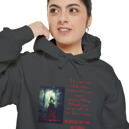 Witch Healer Hoodie — "Blessed Be the Witches" Meditative Witch Prayer Design