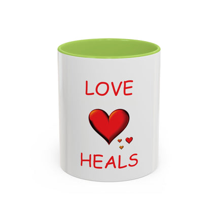Love Heals Accent Coffee Mug — 11/15oz Heart Healing Gift