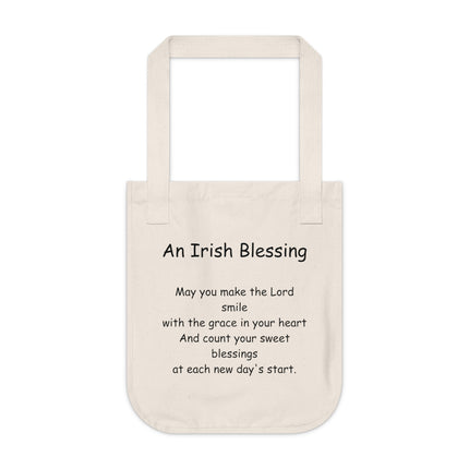 Organic Canvas Tote Bag with Irish Blessing – Eco-Friendly, Reusable Shopping Tote
