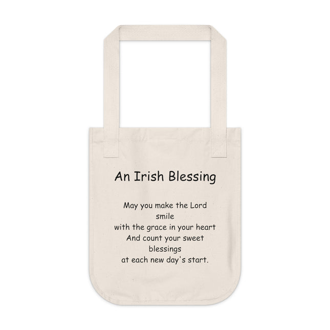 Organic Canvas Tote Bag with Irish Blessing – Eco-Friendly, Reusable Shopping Tote