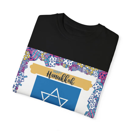 Happy Hanukkah Tee – Unisex Garment-Dyed Shirt for the Festival of Lights