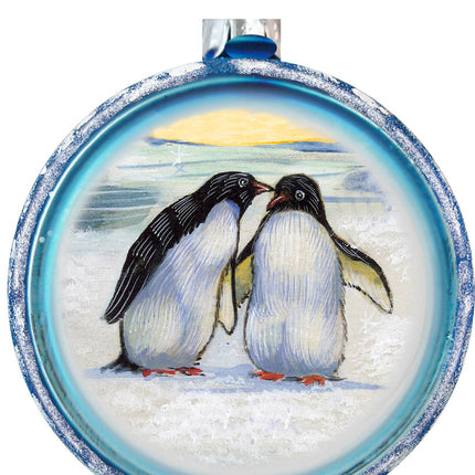 Penguins Glass Ornament by G. DeBrekht - Wildlife Holiday Decor - 764-015-0