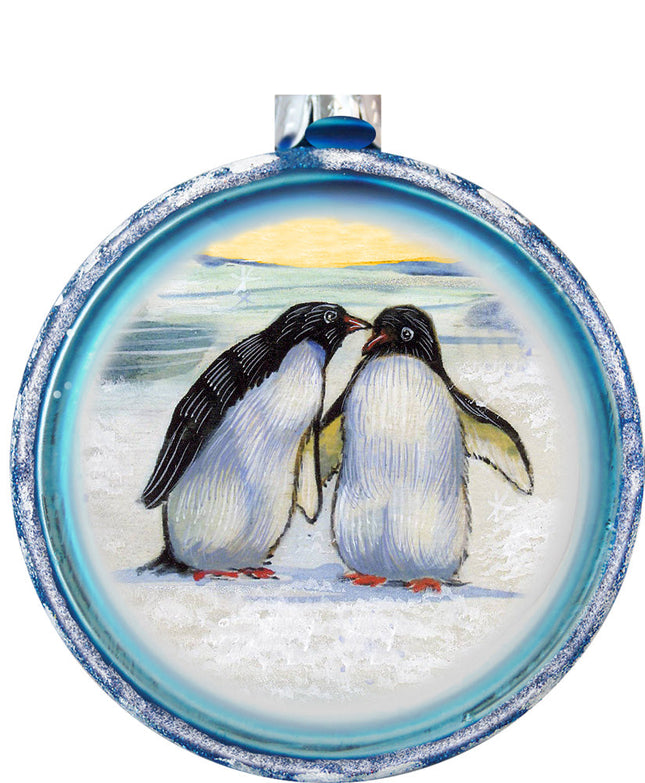 Penguins Glass Ornament by G. DeBrekht - Wildlife Holiday Decor - 764-015-0