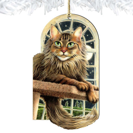 Stargazer Green Cat Wooden Ornaments by Laura Seeley - Pets Dog and Cats Decor - 8512070-LS-4