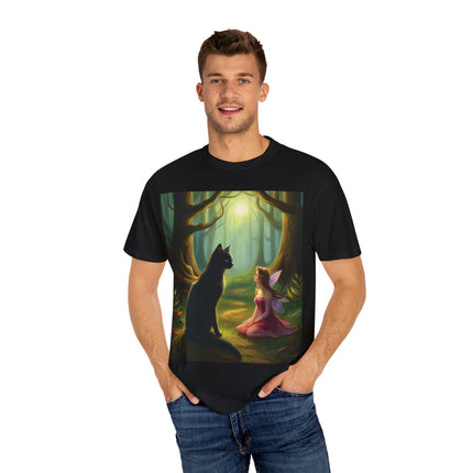 Whimsical Fairy & Cat Tee – Nature-Inspired Unisex Graphic Shirt