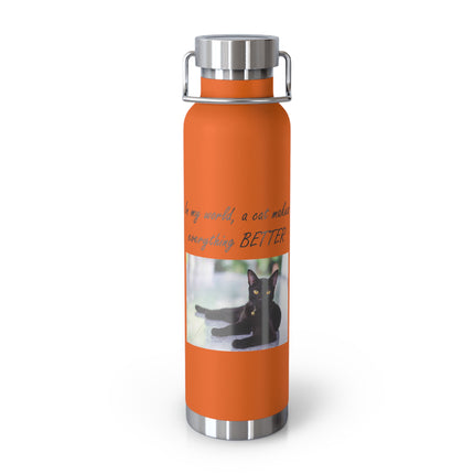Cat Lover's 22oz Copper Vacuum Insulated Bottle - Inspirational Pet Design