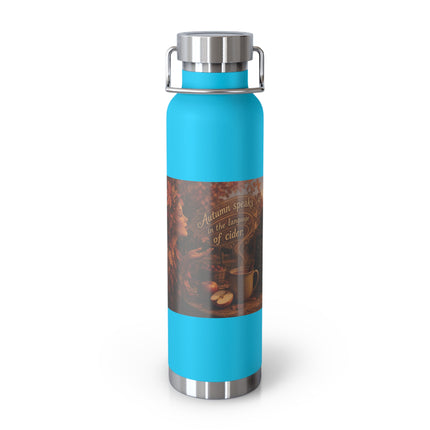 22oz Copper Vacuum Bottle — Autumn Leaves Cider Design