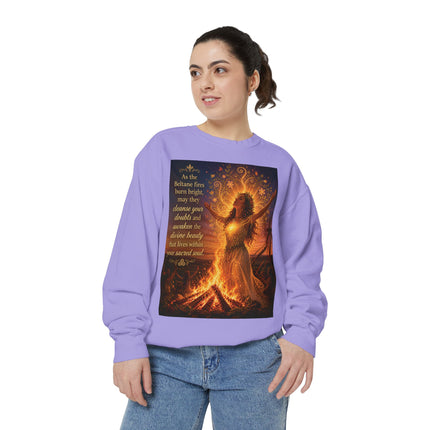 Bonfire Witch Sweatshirt — "As the Beltane fire burns bright" Pagan Festival Crewneck