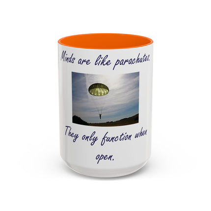 Parachute Quote Accent Mug – 15oz Ceramic Cup for Open Minds