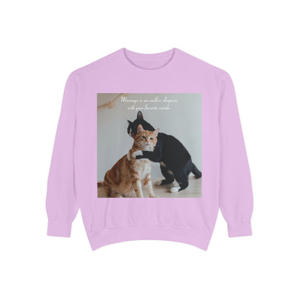 Cute Cat Sweatshirt – Unisex Garment-Dyed Gift for Couples