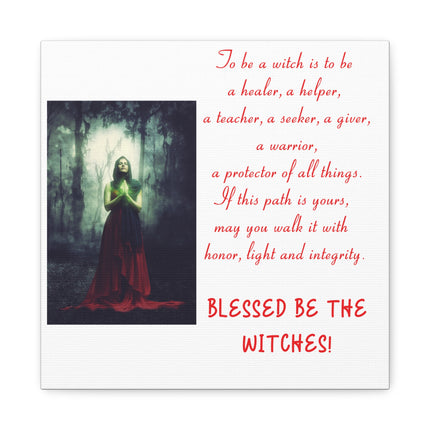 Blessed Be The Witches Canvas Wall Art — Inspirational Witch Quote Matte Canvas
