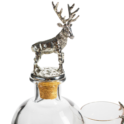 Stag Antler Decanter Set with 2 Stag Glasses - Antique Pewter Whiskey Decanter Set Elegant Liquor Decanter Gift Set for Bar by The Wine Savant - Luxury Decanter for Bourbon, Scotch, or Whiskey 750ml-3