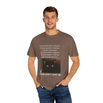 Unisex Cat-Themed T-Shirt – "Please Don't Hurt Me" Design