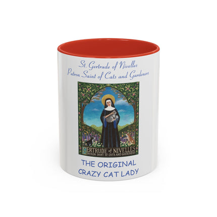 Cat Lover’s Accent Mug – Saint Gertrude of Nivelles, 11oz