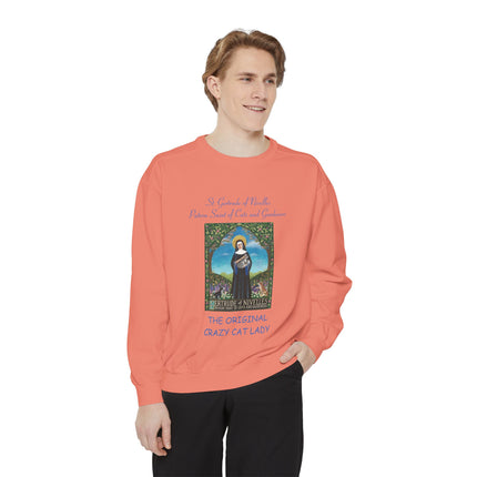 St. Gertrude Sweatshirt — "Patron Saint of Cats and Gardeners" Design