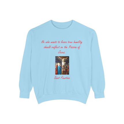 Inspirational Saint Faustina Sweatshirt – Unisex Garment-Dyed Crewneck