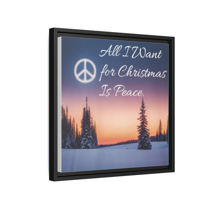 Framed Canvas Wall Art — "All I Want for Christmas Is Peace" Winter Landscape