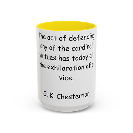 Defend Virtue Mug – 15oz Accent Ceramic | G.K. Chesterton Quote