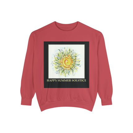 Happy Summer Solstice Unisex Sweatshirt - Cozy Garment-Dyed Apparel for Seasonal Celebrations