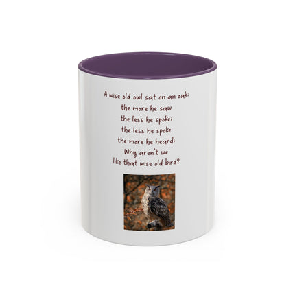 Owl Poem Accent Coffee Mug – Rustic Wildlife Quote Mug (11/15oz)