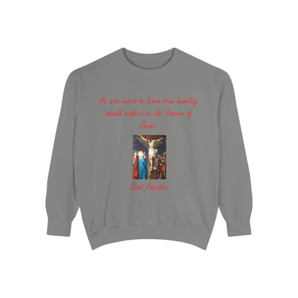 Inspirational Saint Faustina Sweatshirt – Unisex Garment-Dyed Crewneck
