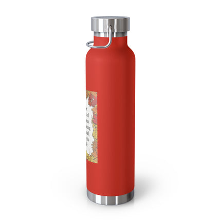 Autumn Equinox Insulated Bottle — 22oz Copper Vacuum Bottle with Fall Leaves Blessing