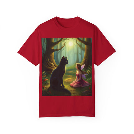 Whimsical Fairy & Cat Tee – Nature-Inspired Unisex Graphic Shirt