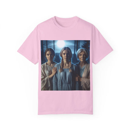 Mystical Sisterhood Tee – Garment-Dyed Shirt of Triple Goddess