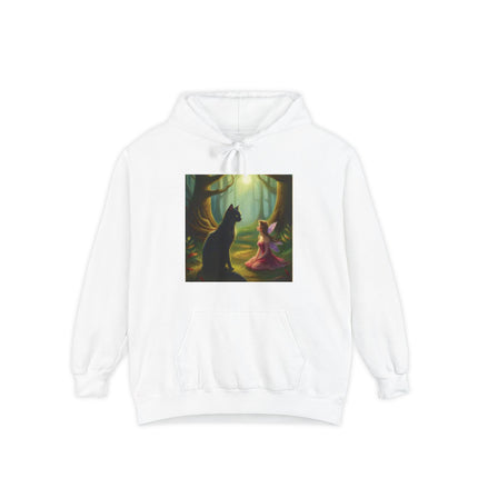 Magical Forest Fairy & Black Cat Hoodie — Enchanted Dusk Art