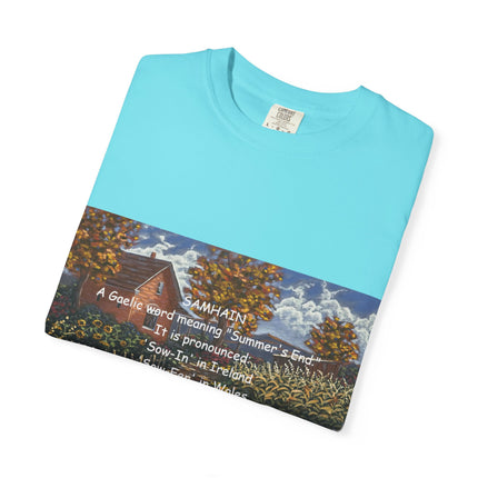 Samhain Harvest Tee — 'Samhain' Pronunciations + 'Pumpkin Spice' Autumn Humor