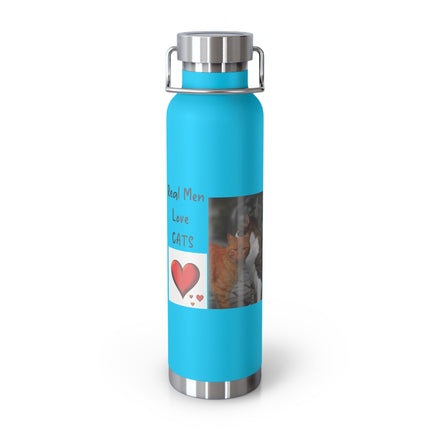 Cat Lover 22oz Insulated Water Bottle — 'Real Men Love Cats' Red Vacuum Flask