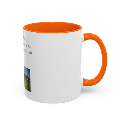 Flower Child Coffee Mug — 'Flower Child' Photo Mug with Green Script (11/15 oz)