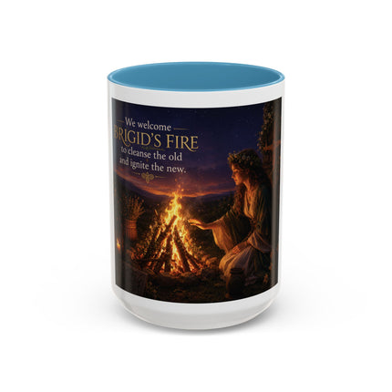 Brigid’s Fire Accent Coffee Mug — Pagan Imbolc Celebration Tea Cup (11/15oz)