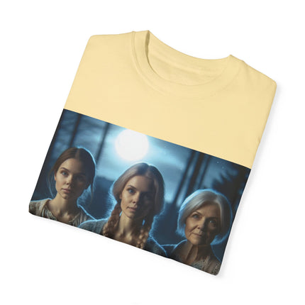 Mystical Sisterhood Tee – Garment-Dyed Shirt of Triple Goddess