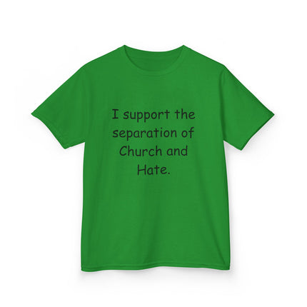 Kids Statement Tee – “Church and Hate” – Heavy Cotton Shirt