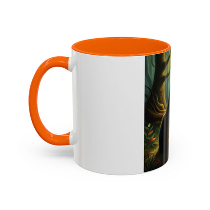 Enchanting Fairy & Cat Accent Mug – Fantasy Nature Design, 11oz