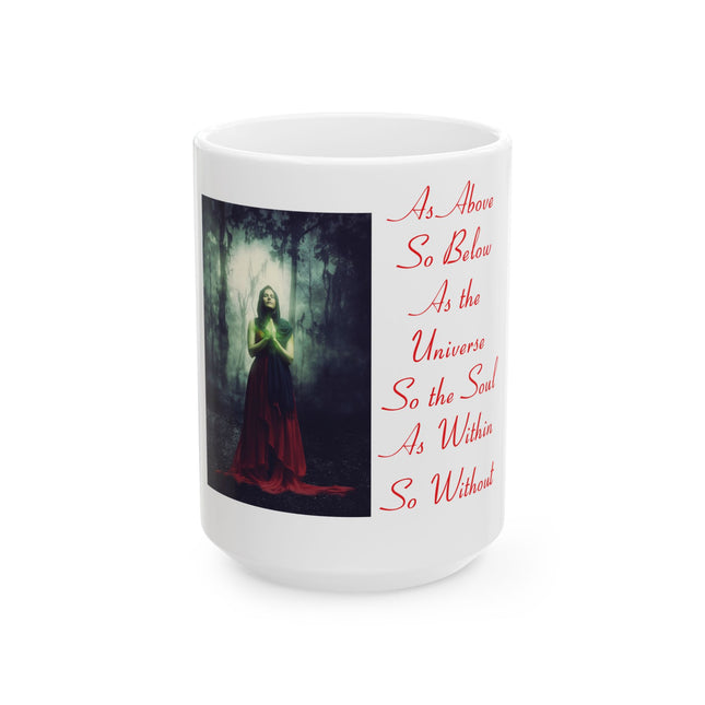Mystical Ceramic Mug – “As Above So Below” Design, 15oz