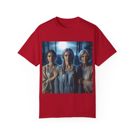 Mystical Sisterhood Tee – Garment-Dyed Shirt of Triple Goddess
