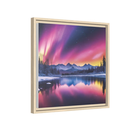 Framed Matte Canvas - Aurora Lake Landscape Wall Art