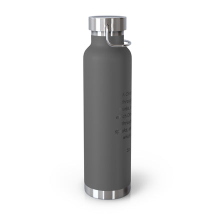Inspirational Copper Insulated Water Bottle - 22oz with St. Augustine Quote