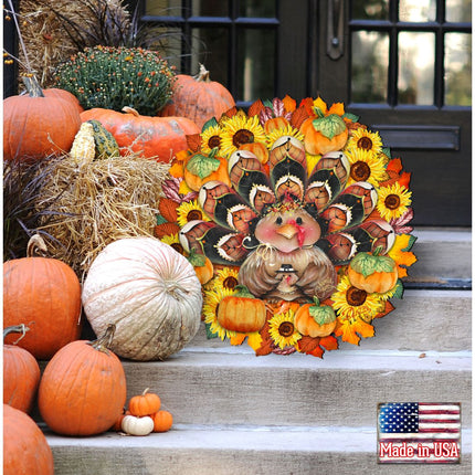 Turkey Holiday Door Wreath - Thanksgiving Halloween Decor by Jamie Mills-Price - 8185305-3H-MP-3