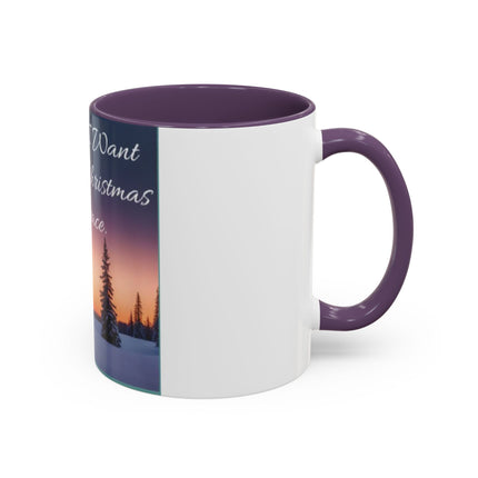 Christmas Peace Accent Mug | 11oz Ceramic Cup with Quote & Sunset