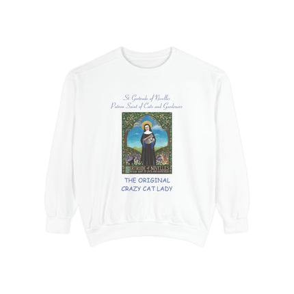 St. Gertrude Sweatshirt — "Patron Saint of Cats and Gardeners" Design