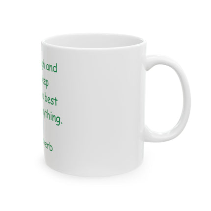 Irish Proverb Ceramic Mug – "A good laugh and a long sleep" Inspirational Coffee Cup (11oz, 15oz)